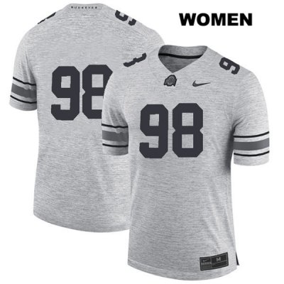 Women's NCAA Ohio State Buckeyes Jerron Cage #98 College Stitched No Name Authentic Nike Gray Football Jersey EF20D86WJ